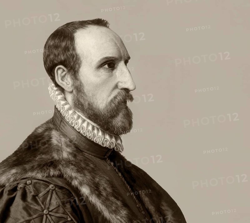 Abraham Ortelius, 1527 – 1598, Flemish scholar, cartographer, geographer and cosmographer, digitally edited based on a historical illustration