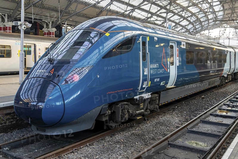 British Rail Class 807 Evero Avanti West Coast train at platform, Liverpool, England, UK