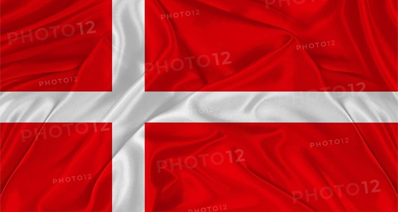 Close up of flag Of Denmark with cloth texture. Realistic Denmark flag waving