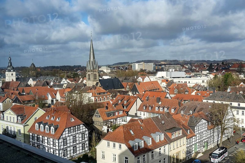 View over the city centre, old town of Detmold in Ostwestfalen Lippe, North Rhine-Westphalia, Germany