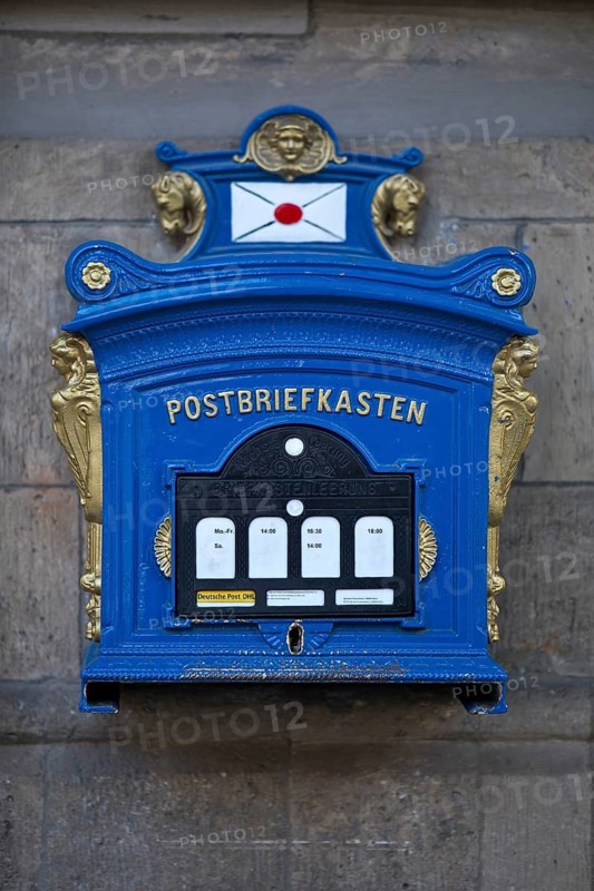 Historic post box at the town hall, Erfurt, Thuringia, Germany