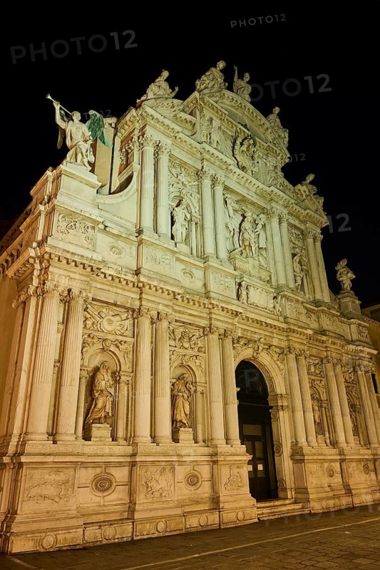 View on church 'Campo san moise' by night in winter, Italy