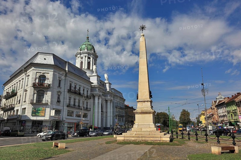 City of Arad, city centre, Statue of Holy Trinity in front of the theatre, Banat, Romania