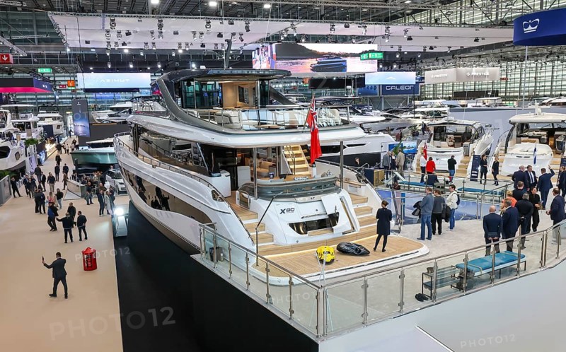 Düsseldorf, North Rhine-Westphalia, Germany - Luxury yachts at boot Düsseldorf