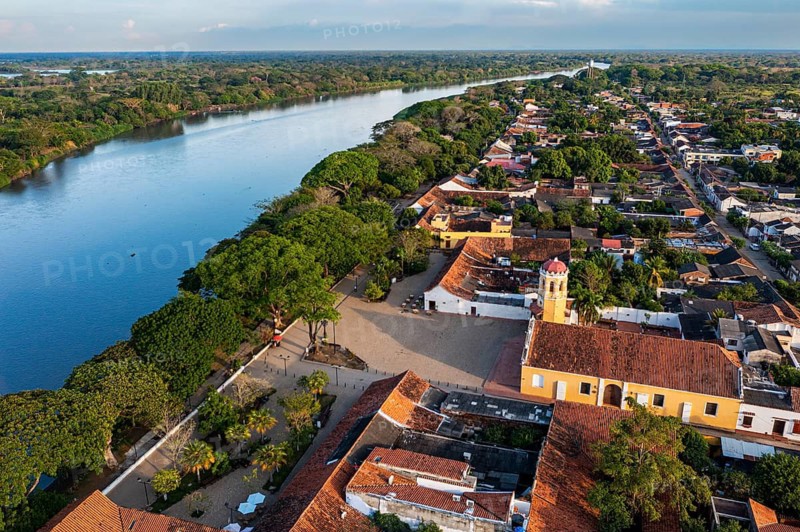 Aerial of the Unesco world heritage site, Mompox, Colombia