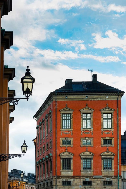 Houses in an alley of Gamla Stan, old town, centre, attraction, famous, city centre, city trip, tourism, travel, holiday, architecture, historical, UNESCO, world heritage, evening, culture, history, city history, medieval, urban, Stockholm, Sweden, Scandinavia