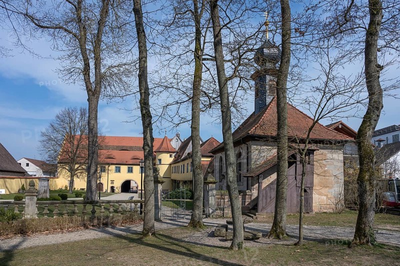 Adelsdorf Castle, the castle chapel was built in Renaissance style in 1765, Adelsdorf, Middle Franconia, Bavaria, Germany