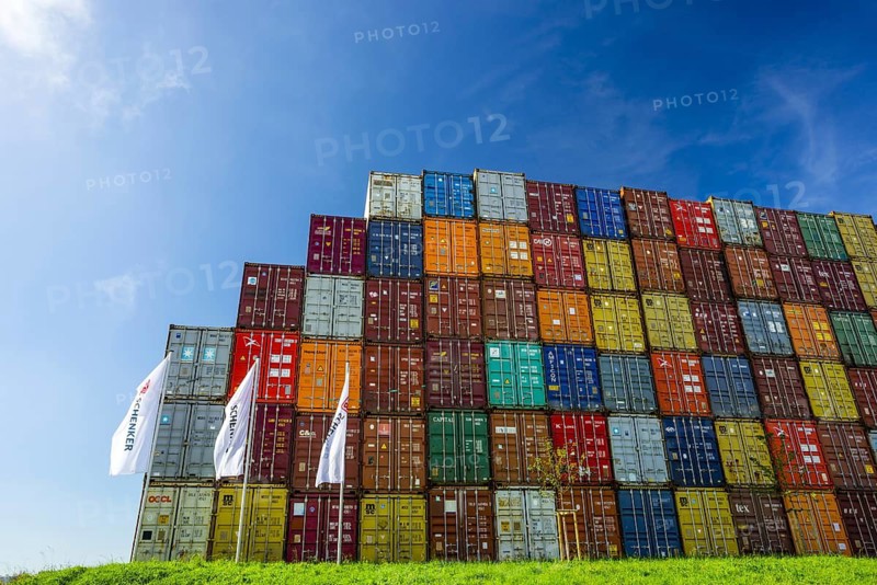 Container, Dornstadt loading station near Ulm, Baden-Württemberg, Germany