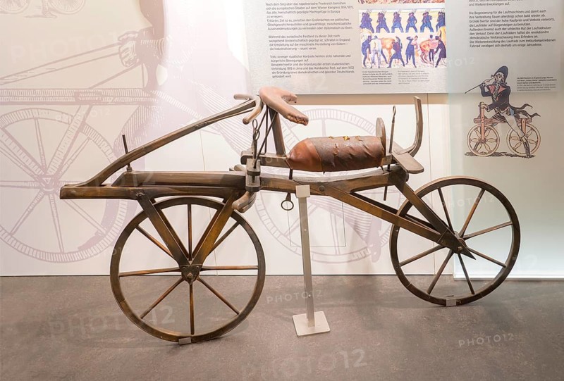 Wooden draisine (around 1820), PS.SPEICHER Museum, Einbeck, Lower Saxony, Germany