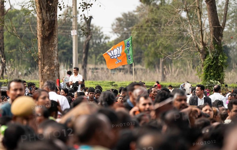 Large group of people arrives to the Lachit Barphukan Police Academy inauguration function on March 15, 2025 in Dergaon, India. The Lachit Barphukan Police Academy, inaugurated by Union Home Minister Amit Shah