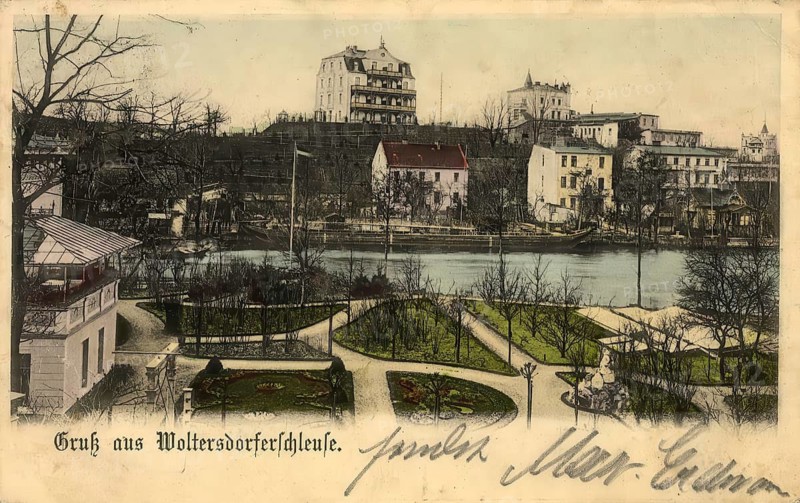 Historical postcard, picture postcard, Woltersdorfer Schleuse, Brandenburg, Germany, digitally enhanced reproduction of an original from around 1900, picture postcard