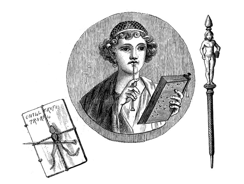 Scribe from Pompeii, Italy, illustration from 1880, historical, digital reproduction of an original from the 19th century