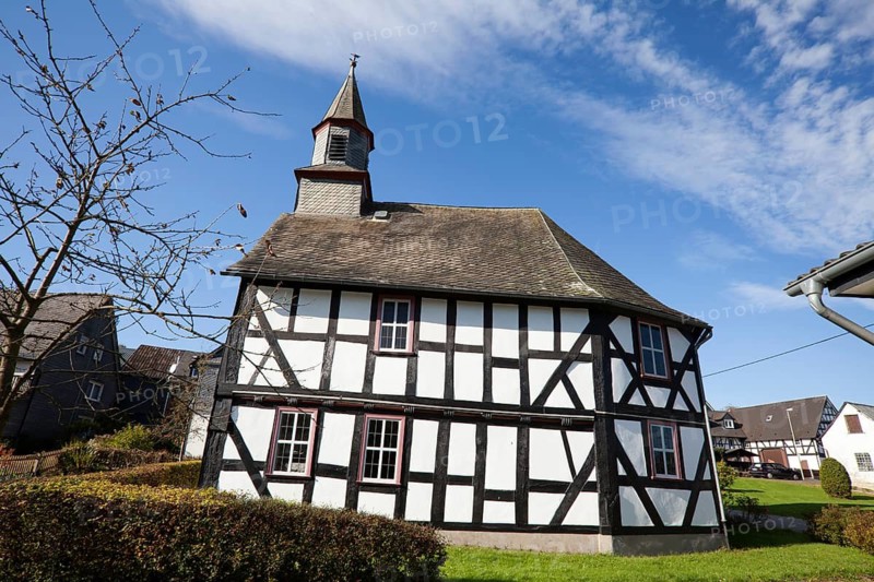 Half-timbered church building, former school chapel by Mannus Riedesel, 1703, Sassenhausen, Bad Berleburg, Germany