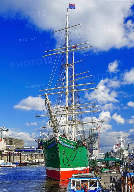 The Rickmer Rickmers sailing ship in Hamburg harbour, Hamburg, tall ship built in 1896, sailing ship, three-master Hamburg, Federal Republic of Germany