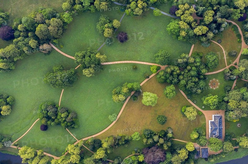 Germany, Greizer Park, Sommerpalais Greiz, Thuringia, Thuringia, aerial view, cultivated landscape, cultural landscape, landscape, landscape, aerial view, Vogtland