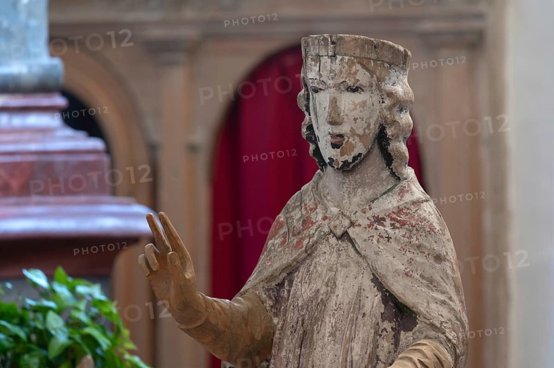 Palmesel, 12th century, detail, in the church of St Peter and Paul, Thalstr. 31, Petersthal, Oy Mittelberg district, Oberallgäu, Bavaria, Germany