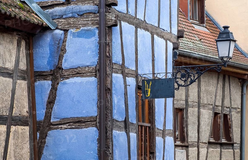 Facades of half-timbered houses, Eguisheim, Département Haut-Rhin, Alsace, France