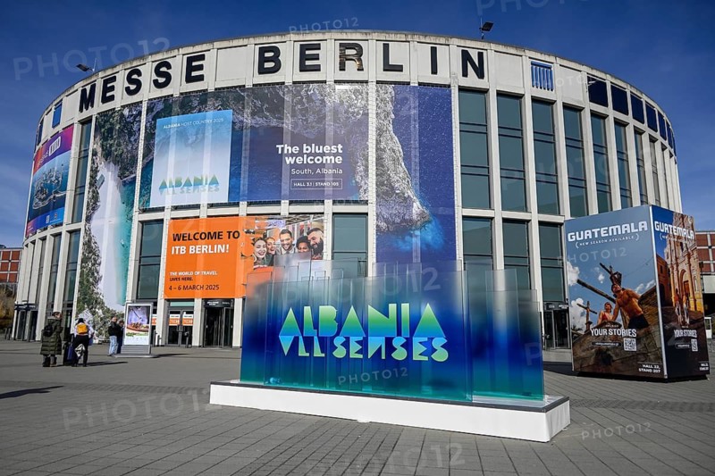 South entrance of the exhibition centre during the International Tourism Exchange (ITB), Berlin, Germany