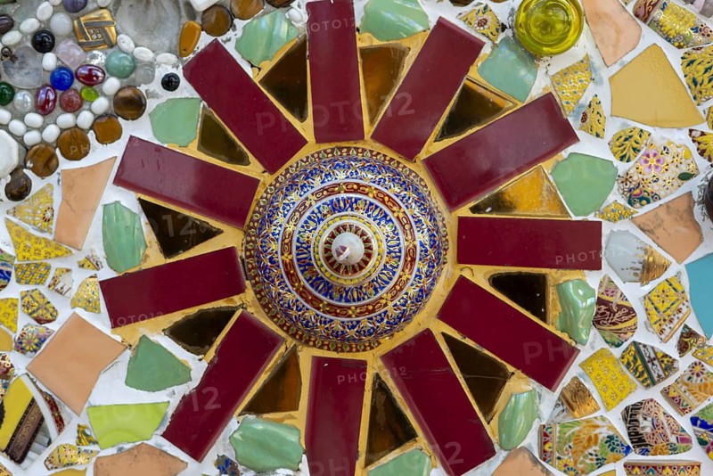 Main chedi (Phra That) decorated with over 5 million colourful mosaic stones and ceramic pieces, Buddhist temple complex Wat Phra That Sorn Kaew, Khao Kho Mountains, Phetchabun Province, Isan, Thailand