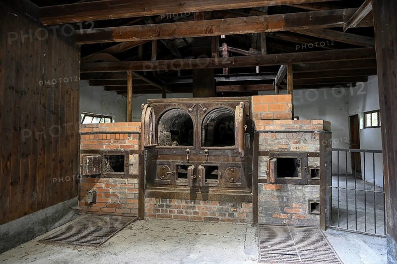 Large crematorium of the former Dachau concentration camp, now a concentration camp memorial, Dachau near Munich, Bavaria, Germany