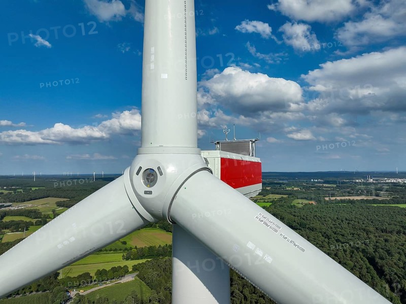Dorsten, North Rhine-Westphalia, Germany, new construction of a wind turbine. Wind farm Große Heide