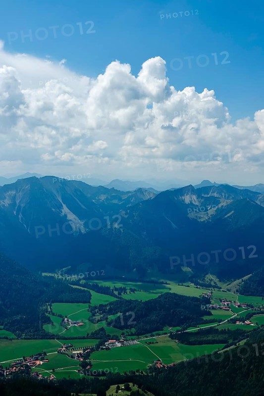View from the Wendelstein into the surroundings, August, Bavaria, Germany