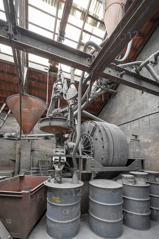 Production room with metal powder grinding mill for the production of zinc powder, metal powder mill, founded 1900, Middle Franconia, Bavaria, Germany