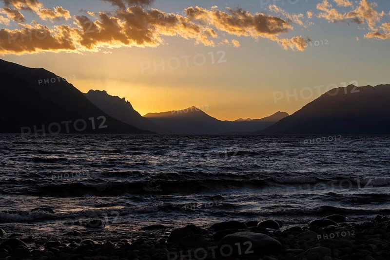 Sunset at Lake Huechulafquen in Lanin National Park, Patagonia, Argentina