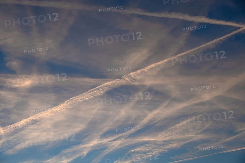 Contrails in the evening sky, Bavaria, Germany