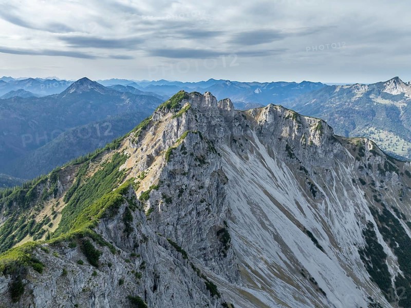 Aerial view, Bayrischer Schinder, Tegernsee mountains in the Mangfall mountains, Germany