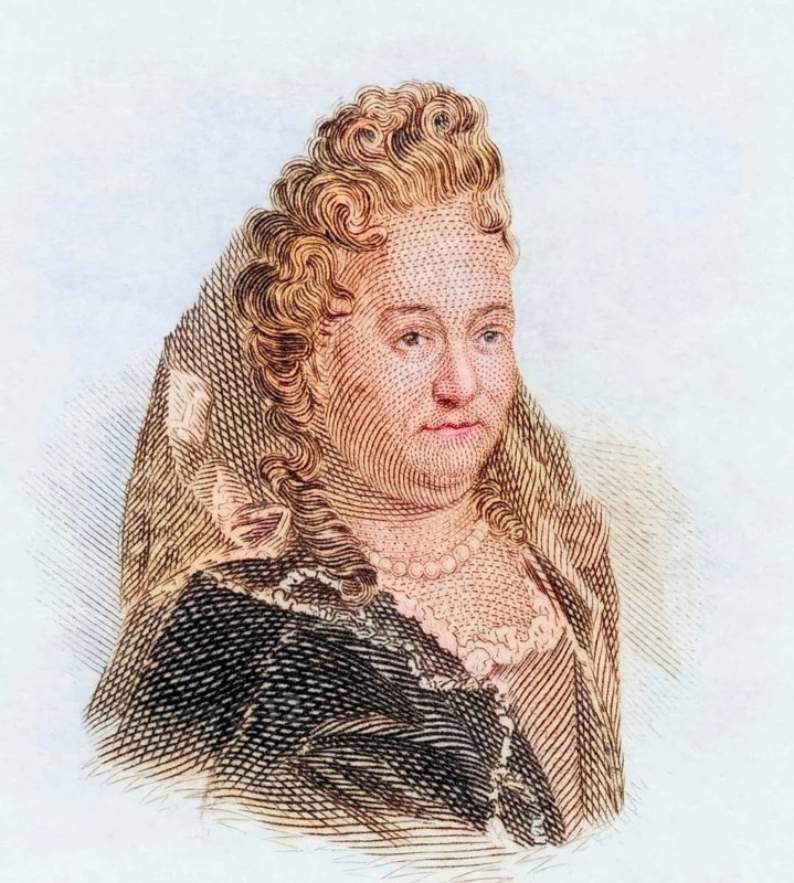 Anne Dacier, (born 5 August 1647 in Preuilly-sur-Claise, Saumur as Anne Le Fèvre, died 17 August 1720 in Paris) was a French translator and writer, coloured woodcut from Crabbe's Historical Dictionary from 1825, Historical, digital reproduction