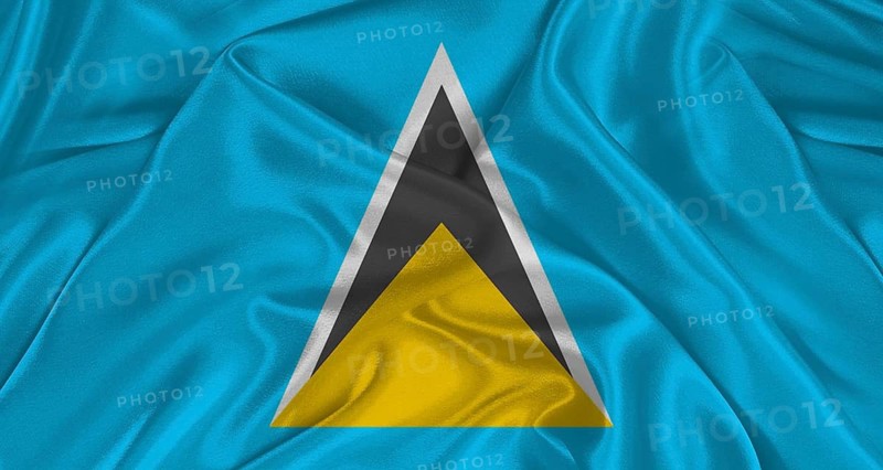 Saint Lucian flag with fabric texture. Realistic flag of Saint Lucia waving, National flag