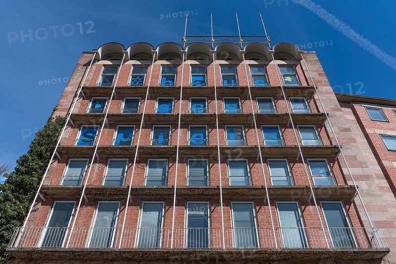 1953 new façade of the destroyed Pellerhaus, Nuremberg, Middle Franconia, Bavaria, Germany