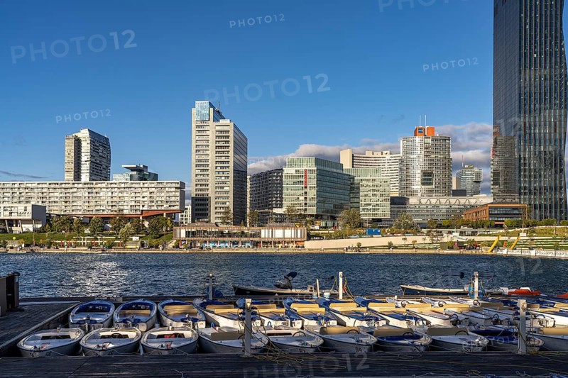 Skyline of the Danube City in Vienna, Austria