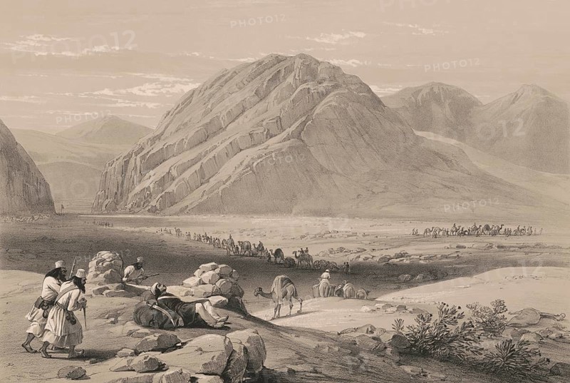 View of the mountain Baba-Naunee, called Kutl-Gahor, First Anglo-Afghan War, sketch by James Atkinson, 1840