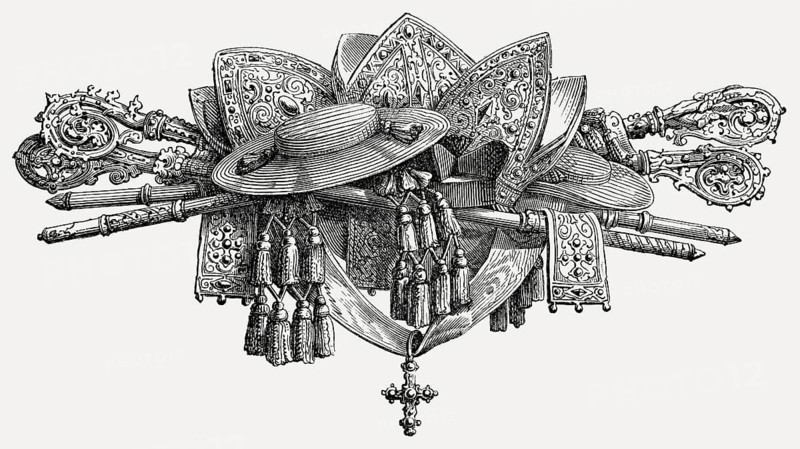 Allegory, papal coat-of-arms