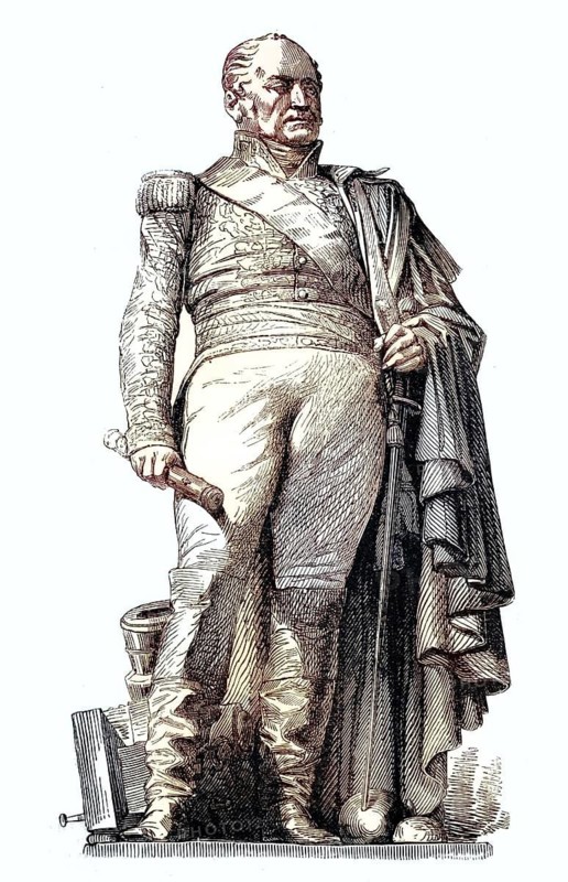 Jean-Baptiste Drouet d'Erlon (1765–1844), a prominent French general and Marshal of France who played a key role in the Napoleonic Wars, illustration, reproduction of a 19th-century original. Authentic, file restored for optimal use, exact date of the original unknown, historical, nostalgically coloured