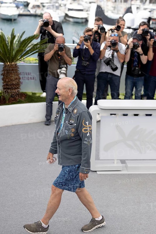 Cannes, France - 19.5.2024: Bill Murray leaves the photocalls for - The Phoenician Scheme - in which Murray threw a half-full glass of water to the photographers for refreshment during the 78th Cannes International Film Festival. The film festival takes place from 13 to 24 May 2025