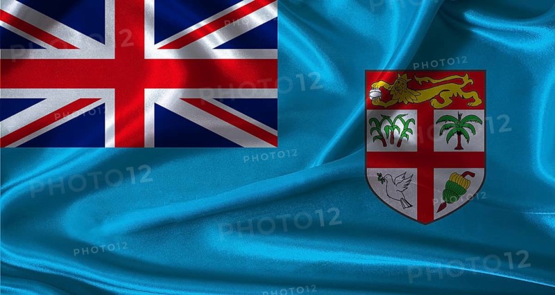 National flag of Fiji with cloth texture. Fiji flag with realistic texture background