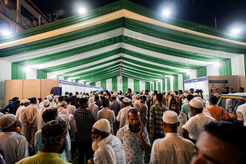 Hajj pilgrims arrives at Hajj Musafir Khana to collect Visa before leaving to the airport, in Guwahati, India on 3 May 2025