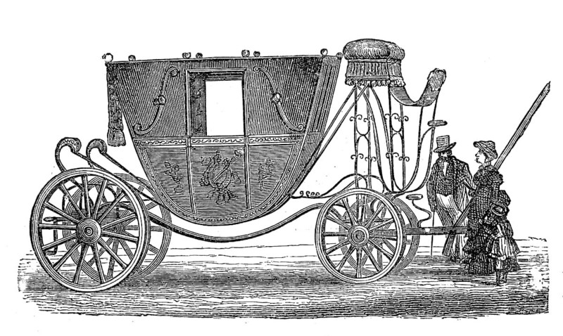 Carriage, City carriage of King Louis XVI, France, Illustration from 1880, Historical, digital reproduction of an original from the 19th century