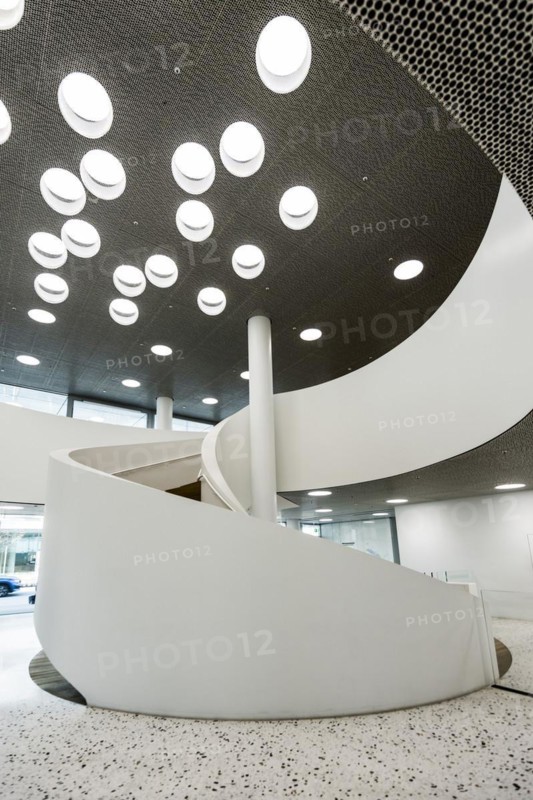 Spiral staircase, Roche Towers, Architects Herzog and de Meuron, Basel, Canton of Basel-Stadt, Switzerland