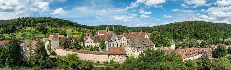 Bebenhausen Monastery and Palace, former Cistercian Abbey, aerial view, panorama, district of Tübingen, Baden-Württemberg, Germany
