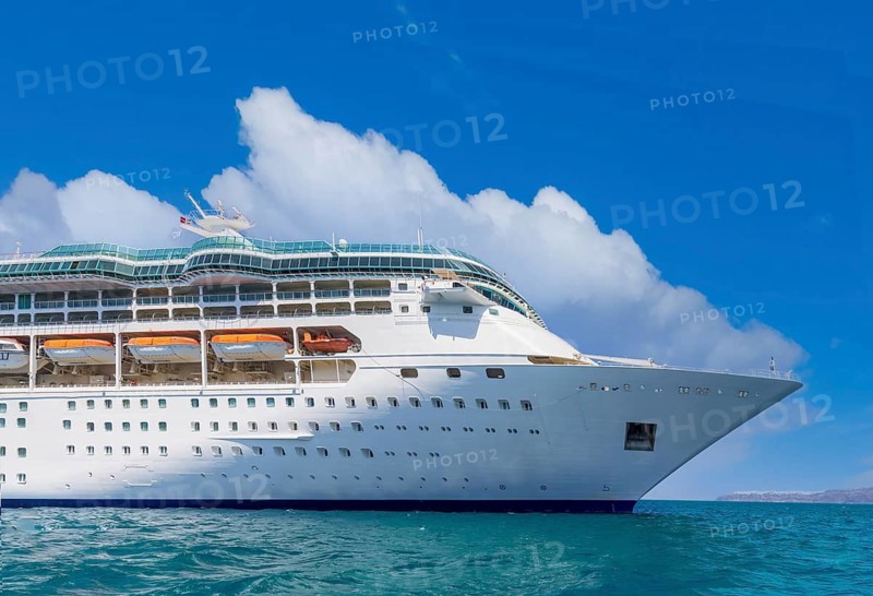 Greece, Greek Islands, cruise ships moored close to Santorini island