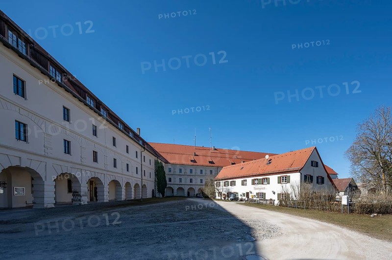 Inner courtyard with the inn Burgwirt of the Hohenzollern fortress Wülzburg, a historic Renaissance fortress, built between 1588 and about 1610, Wülzburg, Weißenburg, Middle Franconia, m Bavaria, m Germanybd