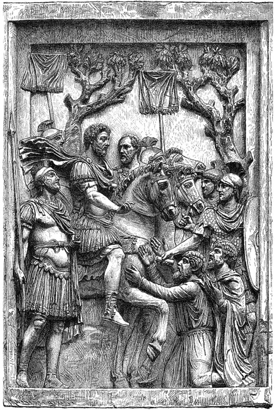 Caracalla or Marcus Aurelius Severus Antoninus, 188 - 217, Roman emperor from 198 to 217, peace with the Marcomanni