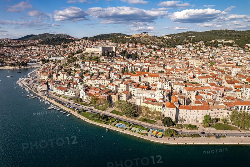 City view of Sibenik seen from the air, Croatia