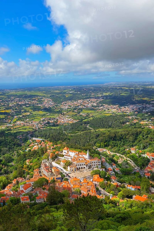 Sintra town, high angle view, Sintra, Portugal