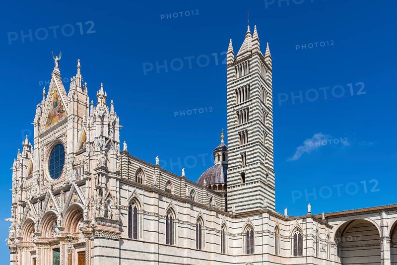 Cathedral, old town, architecture, landmark, travel, tourism, blue sky, Siena, Tuscany, Italy