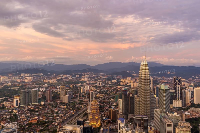 Purple sky and clouds over Kuala Lumpur, Malaysia